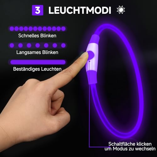 CoCoDonut LED Leuchthalsband Hund, USB aufladbar, Sicherheit bei Nacht – Ansicht 2