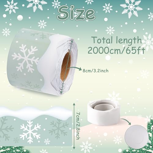 Image of BeYumi Winter Snowflake Border Trim - 65ft Winter Christmas Sage Green White Snowflake Scalloped Rolled Border Trim Bulletin Board Borders School Classroom Door Home Office Chalkboard Party Decoration