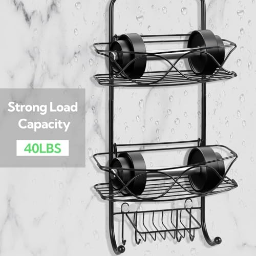 Image of amazon basics Hanging Shower Caddy for Bathroom | Bathroom Organiser Without Drill | Bathroom Accessories Storage Organizer