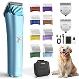 FuzzyFix Professional Dog Grooming Clipper with Replacement Blade, 5-in-1 Adjustable A5 Blade Cordless Pet Grooming Kit 2 Speed Trimmer Hair Shaver with Detachable Metal Combs Nova for Animal Horse