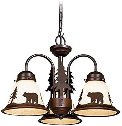 VAXCEL Bozeman 3L LED Bronze Rustic Bear Mini Chandelier or Fan Light Kit