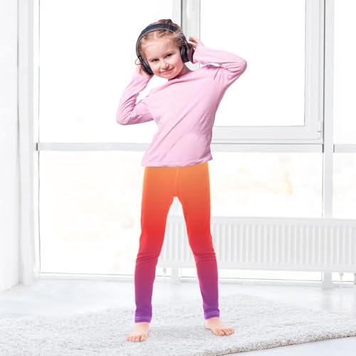 DOMIKING Orange Gradient Blue Girl's Leggings Pants Kids' Yoga Pants Stretchy Athletic Leggings Bottoms 4 Years4