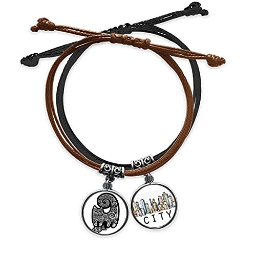 Bracelet chat poisson en cuir de Sidi avec cordon tressé main