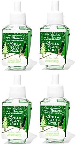 Bath and Body Works 4 Pack Vanilla Bean Noel Wallflowers Fragrance Refill 0.8 Oz.