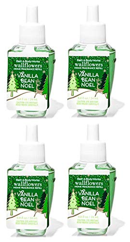 Bath and Body Works 4 Pack Vanilla Bean Noel Wallflowers Fragrance Refill 0.8 Oz.