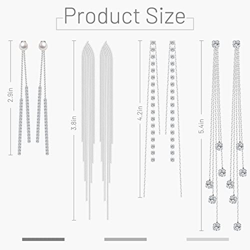 4 Pairs Long Tassel Dangle Drop Earrings women Metal Chain Earrings Fake Crystal Pearl Rhinestone Wedding Formal Jewelry2