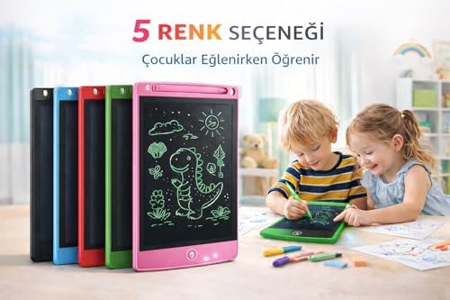 Baibian LCD Grafik Yazı Çizim Tableti, 8.5 inç Dijital Yazı Tahtası, Dokunmatik Kalemli, Çocuklar için Taşınabilir Çizim Tableti, Renk Seçenekli (pembe) - Görsel 2