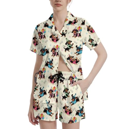 Image of Womens Pajamas Sets Short Sleeve Short Sleeve Pjs Lounge Set Ladies Outfits