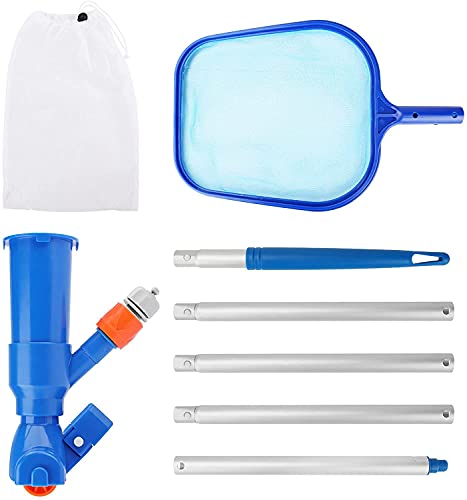 Lybile Swimming Pool Vacuum Cleaner 2 in 1 Portable Pool Vacuum Jet Underwater Cleaner with 5 Section Pole and Mesh Bag, Pool Maintenance Kit for Above Ground Pool, Spas, Ponds & Fountains,US Standard