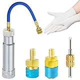 R1234YF/R134A AC Oil Injector Kit-HVAC Dye Oil Injector Kit with R1234YF&R134A Low Side Quick Couplers, AC Oil Injector with 1/4' SAE Connector, for R1234YF R134A System (Silver-for r1234yf / r134a)
