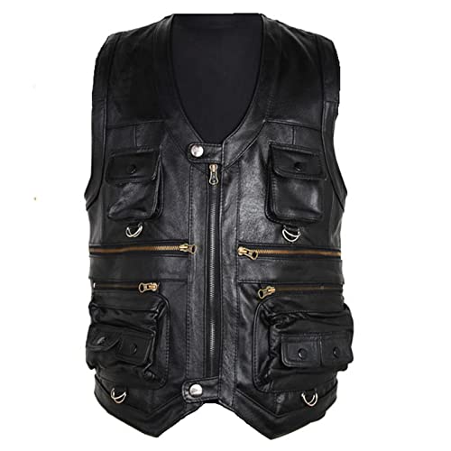 Chaleco marrón para hombre multibolsillo con cremallera frontal reforzada 3
