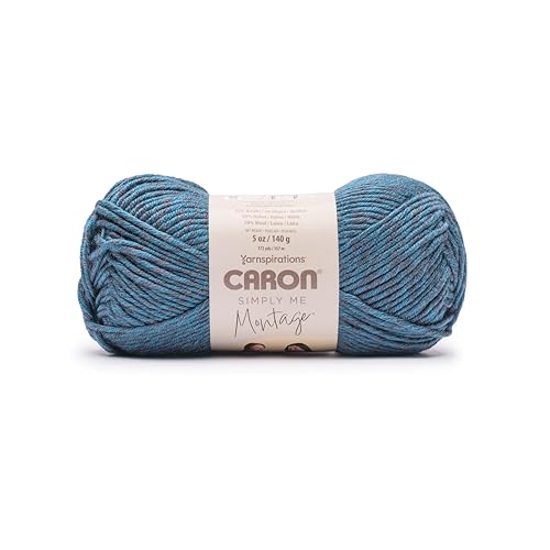 Image of Caron Simply Me Montage Soft Yarn for Crocheting, Lapis, 2-Pack | #5 Bulky Yarn, 62% Acrylic 20% Nylon 18% Wool, Soft Crochet Yarn for Blankets, Knitting & Crafts, 172yds, 140g /5oz per skein