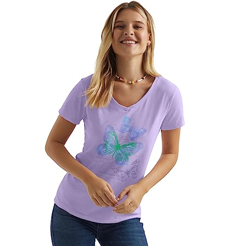Hanes Women's Short Sleeve V-Neck Graphic T-Shirt4