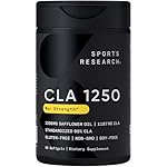 Sports Research CLA - 1250mg with Active Conjugated Linoleic Acid for Men and Women | Non-GMO, Soy & Gluten Free - 95% (90 Softgels)