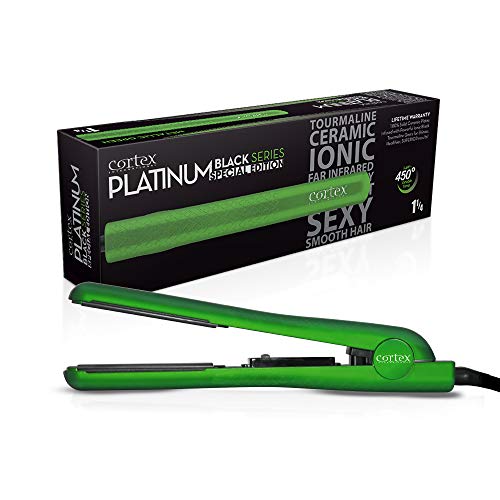 Cortex International Black Series Platinum Edition Flat Irons 1.25 Inch Professional Ceramic Hair Straightening Iron - Planchas De Cabello