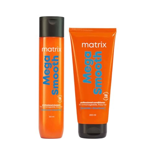 Matrix Mega Smooth Shampoo and Conditioner Combo with Shea Butter |Max Smoothness for 4 Days | Used by 1 Lakh Hairstylists* | For All Hair Types | Paraben Free