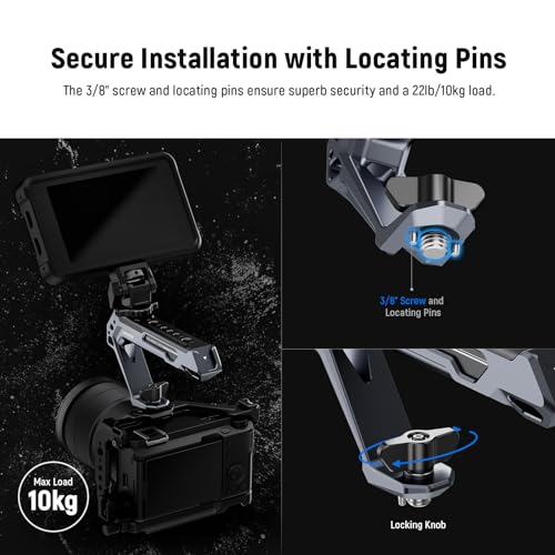 Image of NEEWER All Metal Stylish Camera Top Handle with 3 /8 inch Screw and Locating Pins, 1 /4 inch &3 /8 inch Threads, Cold Shoes, Anti Off Lock, Compatible with SmallRig Camera Cage Video Rig Stabilizer, CA078