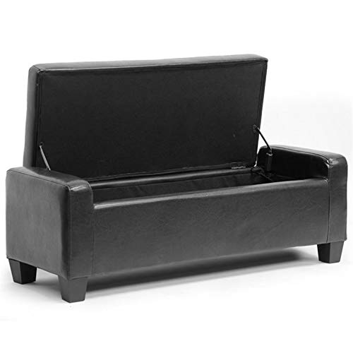 Baxton Studio Manchester Ottoman, 15.25" X 45.5" X 17.13", Black #TOP3