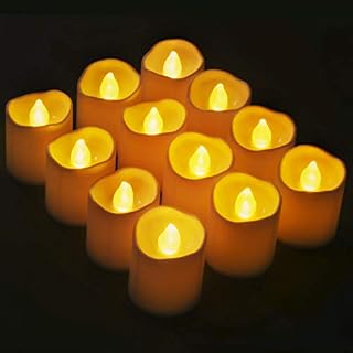 NOVELTY PLACE Flameless LED Votive Candles Longest Lasting Battery Operated Flickering LED Tealight Candle for Wedding, Party and Holiday (Pack of 12)