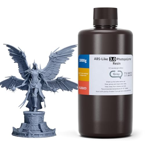 ELEGOO Résine ABS Like 3.0 pour Imprimante 3D 1000g Grise, Résine Imprimante 3D à Durcissement 405nm UV, Robuste et Moins Fragile pour 3D Printer LCD 43 ELEGOO Résine ABS Like 3.0 pour Imprimante 3D 1000g Grise, Résine Imprimante 3D à Durcissement 405nm UV, Robuste et Moins Fragile pour 3D Printer LCD
