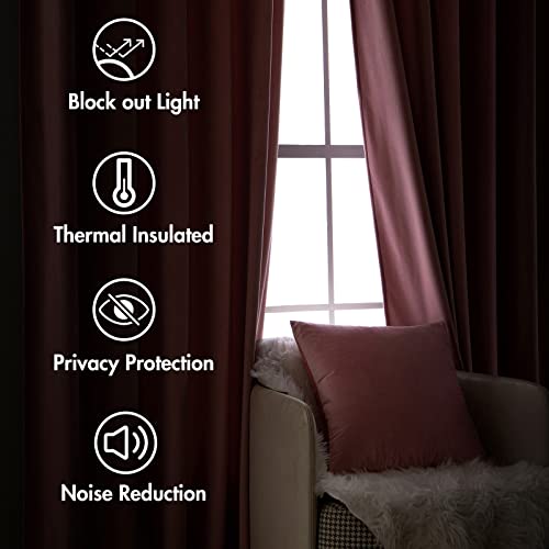 Image of MIULEE Velvet Curtains 52x90 inches 2 Panels Blush Pink Blackout Curtains | Luxury, Bedroom Living Room, Thermal Insulated, Super Soft Window Drapes, Rod Pocket & Back Tab