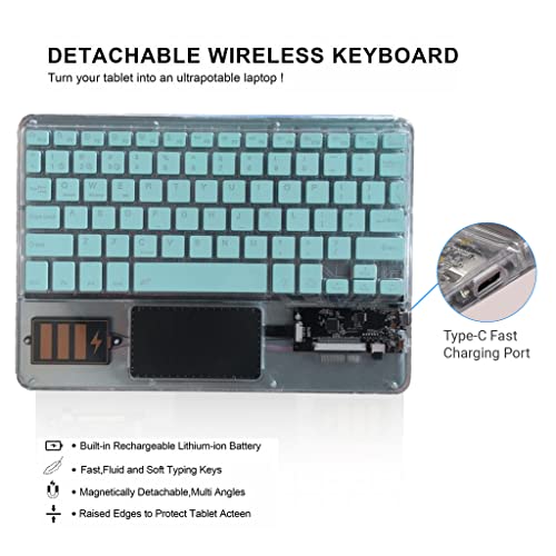 Image of TECPHILE Universal Z33 Wireless Keyboard with Touchpad & Backlit for iPad, Samsung Tab, Computer | Multi Device Con¬nection, Transparent Look, Rechargeable