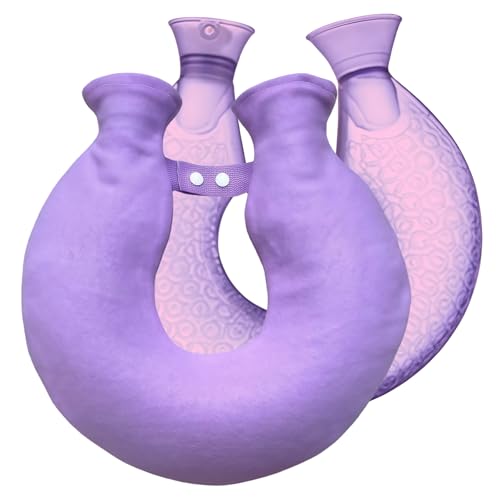 GOEDCH U-Form Wärmflasche Nacken Wärmflasche Schulter mit Fleecebezug 1400ml Nackenkissen für Erwachsene, Weiches Material Wärmeflasche mit Bezug...