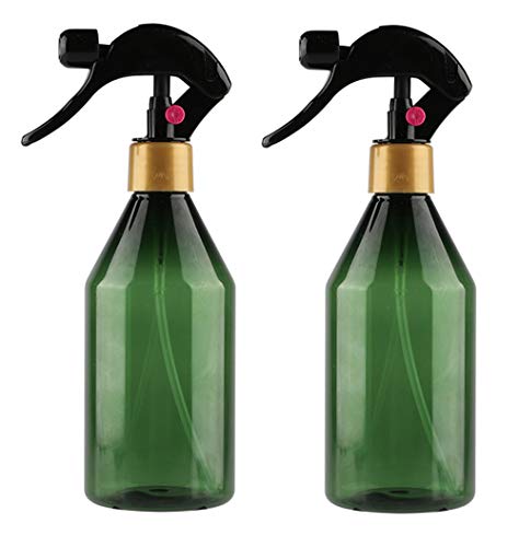 Lot de 2 Flacon Vaporisateur Vide en Plastique Transparent de 300 Ml,Flacon Spray Vide TÊTe de Pompe Verrouillable,Pour Parfum, Huiles Essentielles, CosmÉTiques(Transparent Vert FoncÉ)