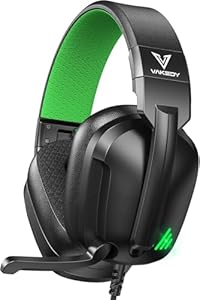 Vakedy Gaming Headset für PS4, PS5, PC, Xbox, Switch, Gaming Kopfhörer mit Mikrofon, High-Definition Kopfhörer mit Geräuschunterdrückung und 3, 5 mm Buchse Inline-Bedienelementen - Schwarz/Grün