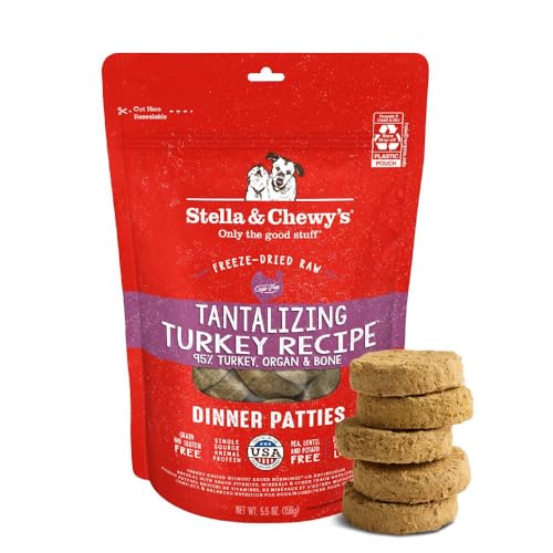 Stella & Chewy's Freeze-Dried Raw Dinner Patties - Turkey Recipe - High Protein Grain-Free Puppy & Dog Food - Perfect For Picky Eaters - 5.5 oz - image 1