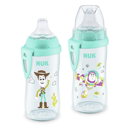 NUK First Choice Toy Story Active Cup 2.0 10oz. Soft Spout Sippy Cup with On-the-Go Carry Clip Lightweight Leak Proof Spill Proof Cup 2-pack