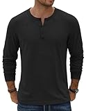 COOFANDY Men's Henley Shirts Long Sleeve Casual Basic Solid Tees Soft Stretch Lightweight T-Shirt Fall Fashion Henley Top Black