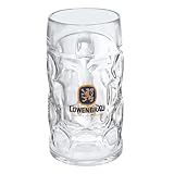 Zum Franziskaner LÖWENBRÄU Oktoberfest Bierkrug 1,0 Liter | Das Original | Oktoberfest Maßkrug aus Glas | München Deutschland Tradition Bierkarten