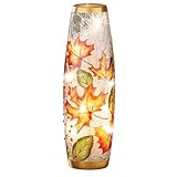 Collections Etc Hand-Painted Autumn Leaves Glass Hurricane Lamp