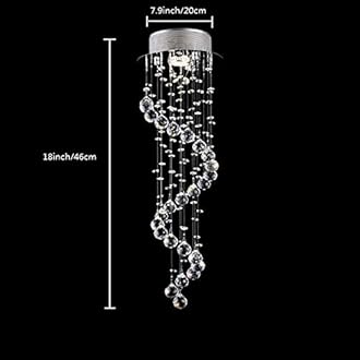 TRADE® Ceiling Lights Modern Chandelier LED Spiral Sphere Rain Drop K9 Crystal Pendant Lighting Fixture for Hotel Hallway Entry Decor D7.9 Inch * H25.2 Inch