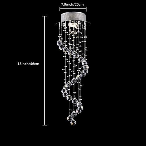 TRADE® Ceiling Lights Modern Chandelier LED Spiral Sphere Rain Drop K9 Crystal Pendant Lighting Fixture for Hotel Hallway Entry Decor D7.9 Inch * H25.2 Inch