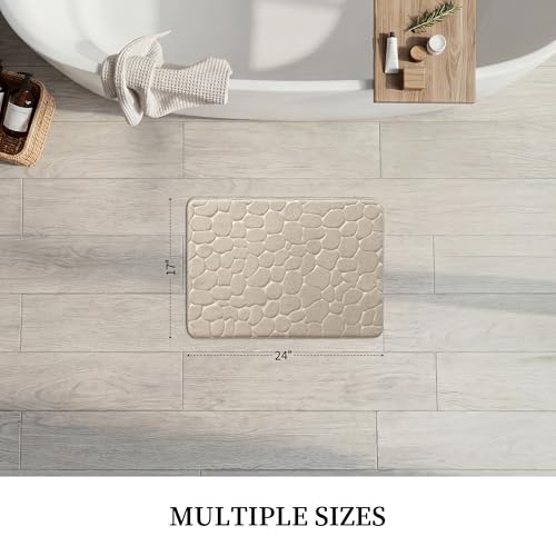 Image of Memory Foam Bath Mat Cobblestone Bathroom Rugs Bath Mats for Bathroom Machine Washable Bath Rugs