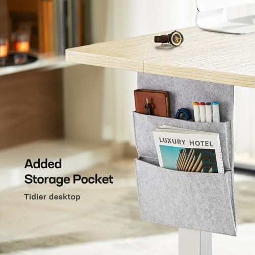 Marsail 48x24 Electric Standing Desk - Adjustable Height Computer Desk with Memory Presets, Storage Bag & Cable Management for Home Office & Gaming Workstations - Image 4