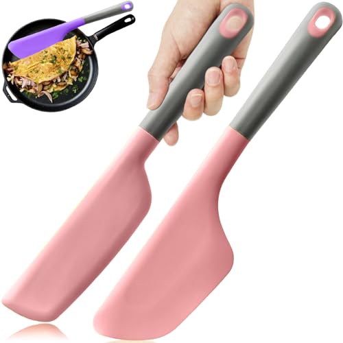 Spatola larga per omelette, spatola in silicone, resistente al calore, per omelette, frittate, pancake e crêpes (rosa)