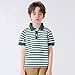 Baby Boys Striped Collared Short Sleeve Polo Shirt Button Closure, Soft & Comfortable School Uniform Kids Sport Tops Dark Green 1-2 Years