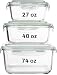Extra Large Glass Food Storage Containers with Airtight Lid 6 Pc [3 containers with lids] Microwave/Oven/Freezer & Dishwasher Safe. BPA/PVC Free X-Large/Large/Medium Size Reusable Square container set