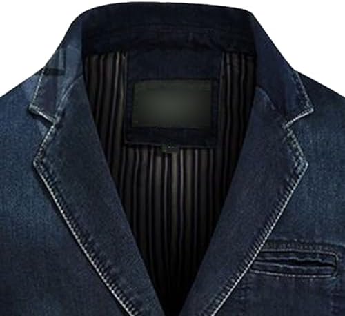 Mens Three Button Denim Suit Jacket Slim Fit Autumn Blazer Sport Coat Lapel Vintage Jean Suits Jackets