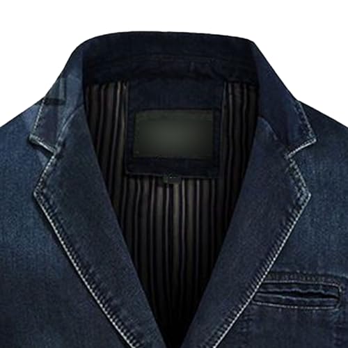 SWJGLITTR Mens Three Button Denim Suit Jacket Slim Fit Autumn Blazer Sport Coat Lapel Vintage Jean Suits Jackets