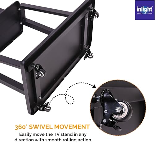 Image of Inlight Rolling /Mobile TV Cart with Wheels for 32-65 Inch LCD LED 4K Flat Screen TVs, TV Floor Stand with Shelf Holds Up to 70 Kgs | Adjustable Height Trolley Max VESA 610 x 410 mm