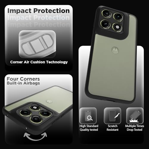 Image of RIGGEAR Shockproof Sleek Hybrid Armor Back Cover Case for Motorola Moto Edge 70 Pro /Edge 70 Pro Plus 5G (Clear PC + Black TPU Bumper)