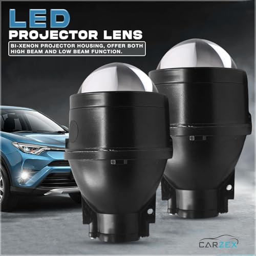 Image of Carzex 12V 3.0 inch Projector Lens Fog Light Hi-Lo Beam BI-Xenon Projector Housing with 300W H8 /H11 Automotive LED Bulbs and Relay Wiring Kit Combo (SILVER /A180 Series)