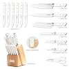 Knife-Set-15-Pcs-Kitchen-Knife-Block-Set-Enduring-Ultra-Sharp-High-Carbon-German-Stainless-Steel-Chef-Knives-Set-with-Built-In-Sharpener-Full-Tang-Ergonomic-Handle-White Knife Set, 15 Pcs Kitchen Knife Block Set, Enduring Ultra Sharp High Carbon German Stainless Steel Chef Knives Set with Built-In Sharpener, Full Tang Ergonomic Handle, White