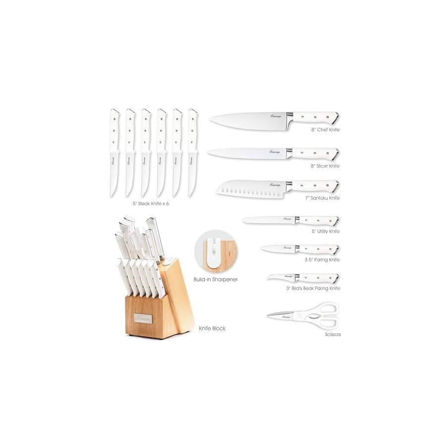 Knife-Set-15-Pcs-Kitchen-Knife-Block-Set-Enduring-Ultra-Sharp-High-Carbon-German-Stainless-Steel-Chef-Knives-Set-with-Built-In-Sharpener-Full-Tang-Ergonomic-Handle-White Knife Set, 15 Pcs Kitchen Knife Block Set, Enduring Ultra Sharp High Carbon German Stainless Steel Chef Knives Set with Built-In Sharpener, Full Tang Ergonomic Handle, White