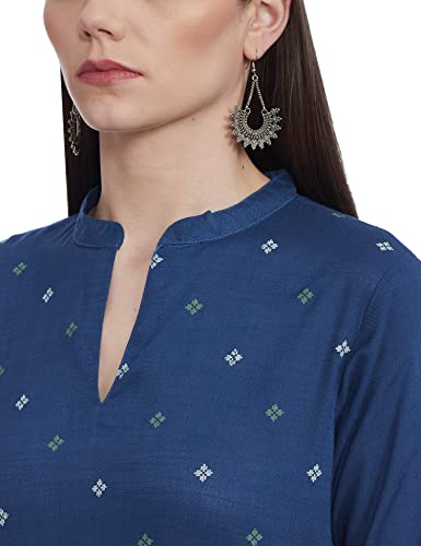Image of Max Women's Rayon Regular Fit Casual Printed Band Collar Regular Kurta