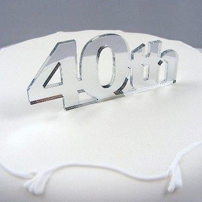 40th Birthday Cake Topper - Mirrored